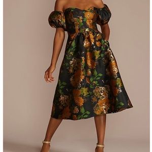 Barocade Off-the-Shoulder Puff Sleeve A-Line
